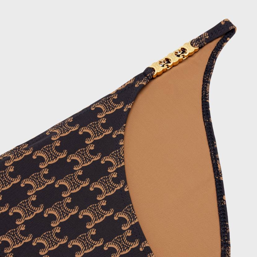 vestir CELINE braguita de traje de baño de punto Monogram caramelo/marrón mujer NL48903