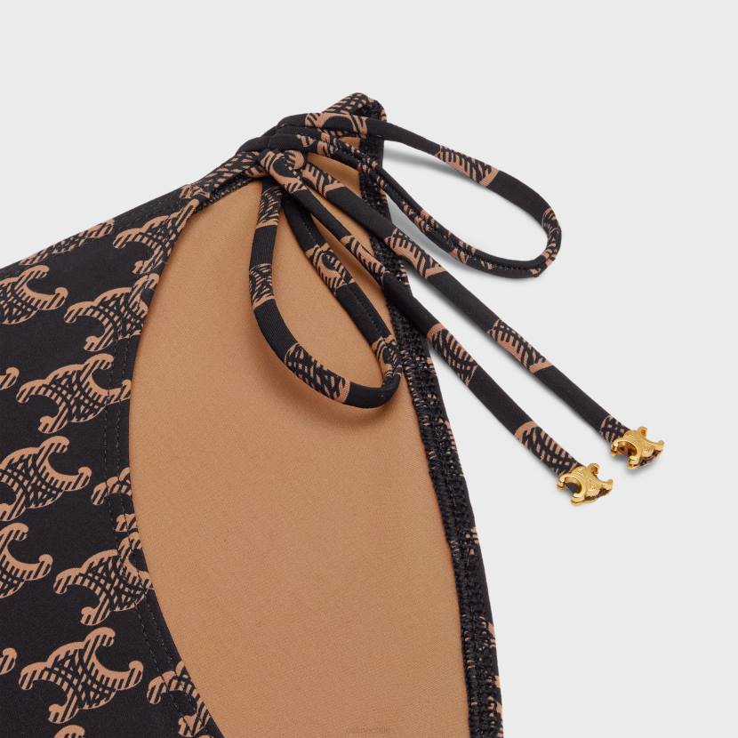 vestir CELINE braguita de traje de baño de punto monograma mate caramelo/marrón mujer NL48905