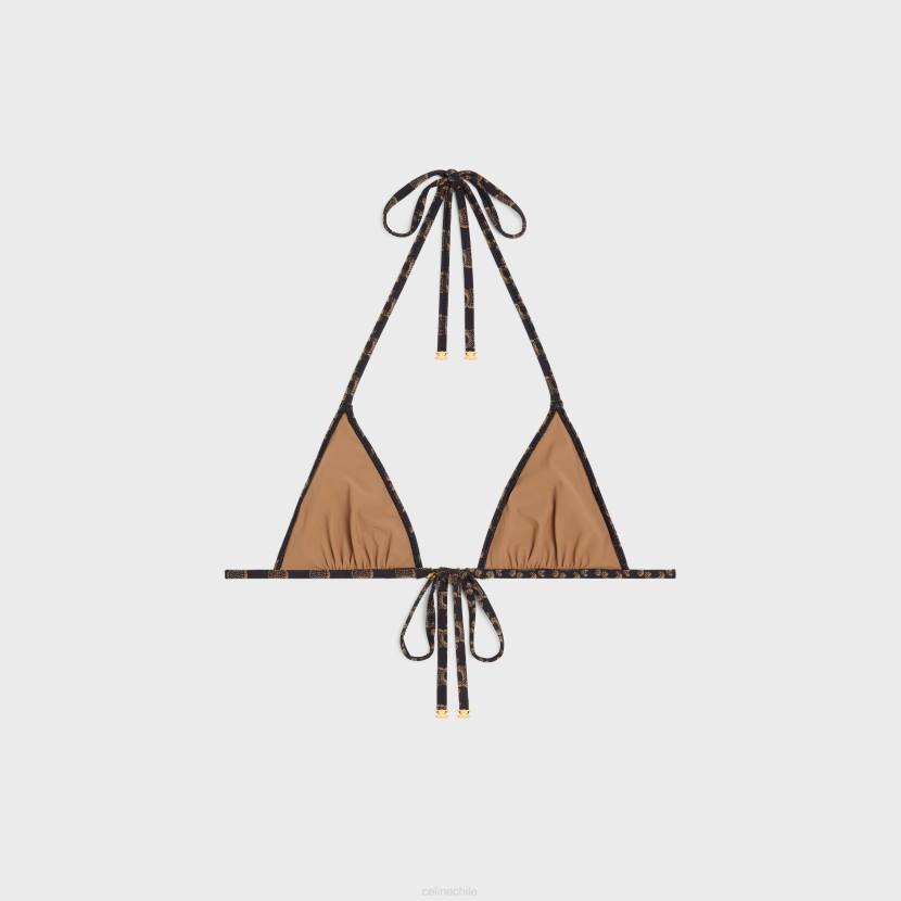 vestir CELINE top triangular de punto con monograma caramelo/marrón mujer NL48902