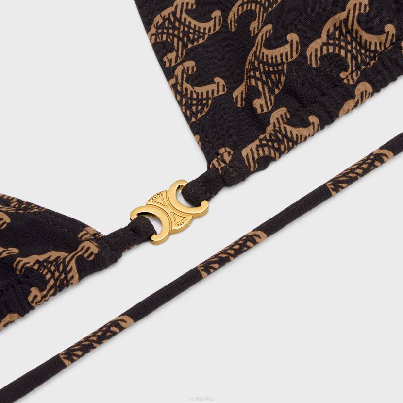 vestir CELINE top triangular de punto monograma mate caramelo/marrón mujer NL48904