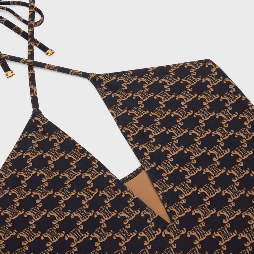 vestir CELINE traje de baño en punto Monogram caramelo/marrón mujer NL48897