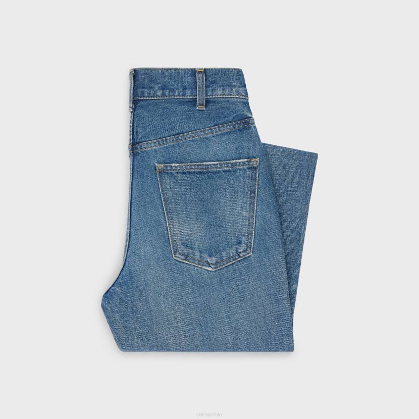 vestir CELINE Vaqueros acampanados Dylan con firma en denim lavado sindical mujer NL48862