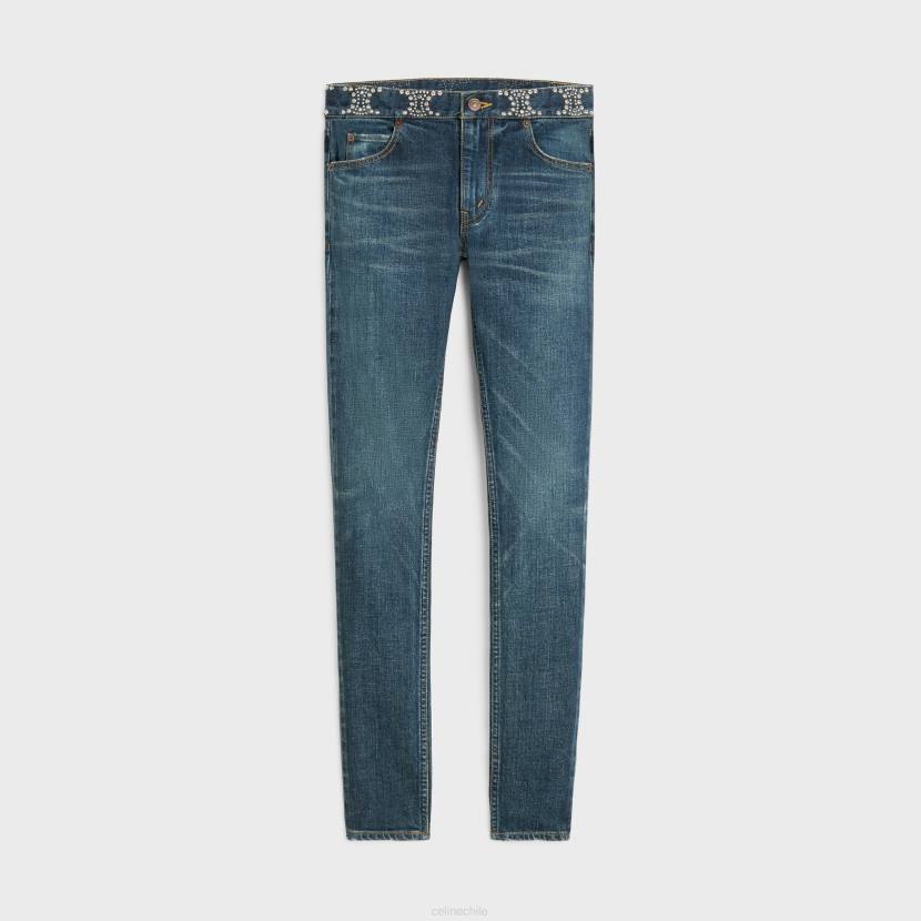 vestir CELINE vaqueros ajustados neo en denim lavado de unión oscuro limpio mujer NL48868