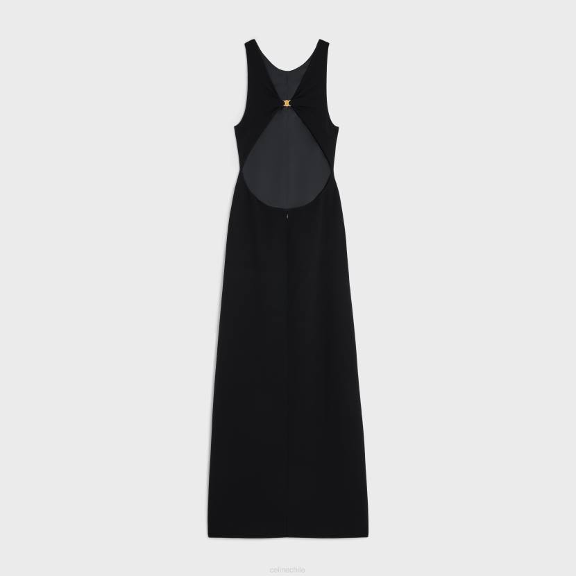 vestir CELINE Vestido Triomphe con espalda abierta en crepé satinado negro mujer NL48804