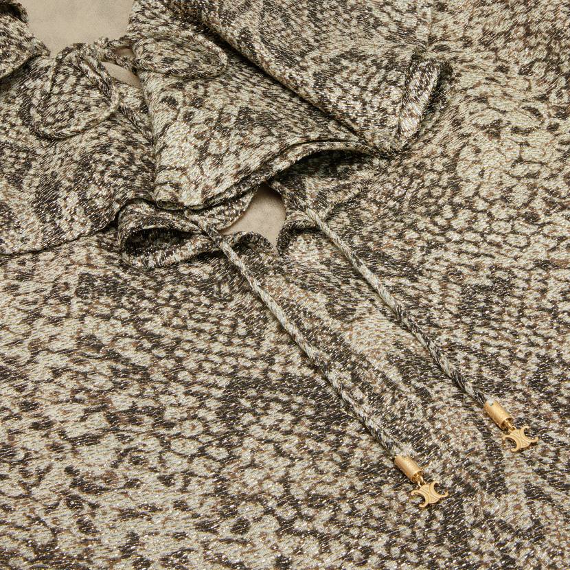 vestir CELINE Vestido corto Jabot de crepé lamé beige/marrón mujer NL48653