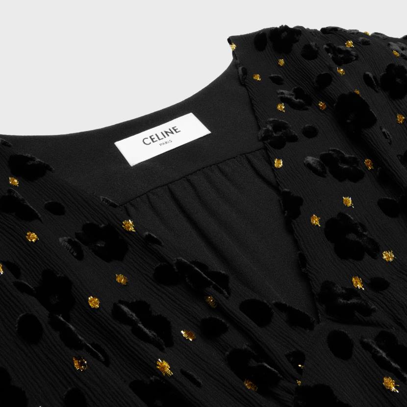 vestir CELINE minivestido babydoll de terciopelo fil coupé negro mujer NL48654