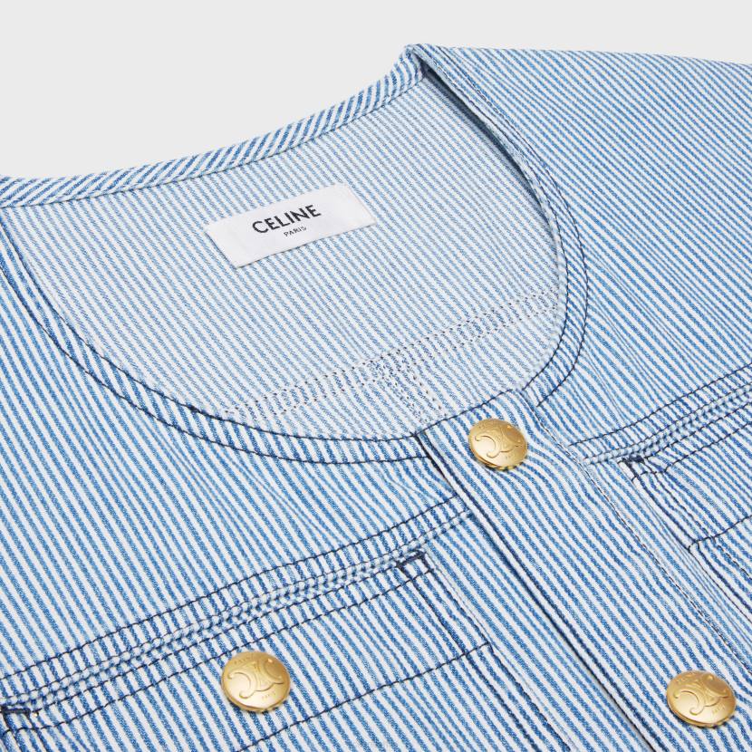 vestir CELINE minivestido militar de algodón nogal lavado de olas mujer NL48801