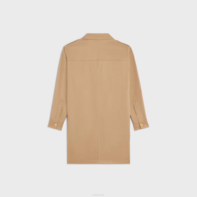 vestir CELINE minivestido saharienne de lino y algodón cordón mujer NL48797