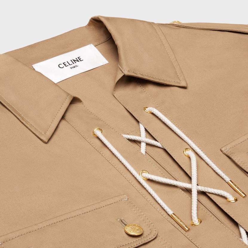 vestir CELINE minivestido saharienne de lino y algodón cordón mujer NL48797