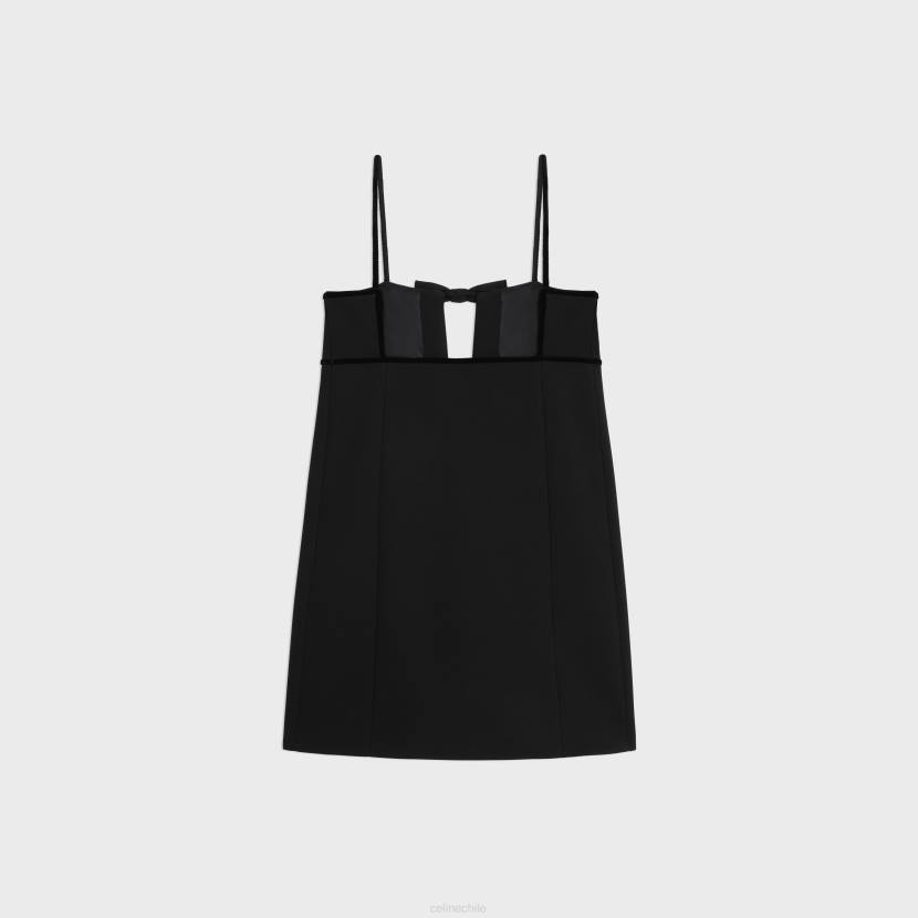 vestir CELINE minivestido trapecio de lana doble negro mujer NL48585