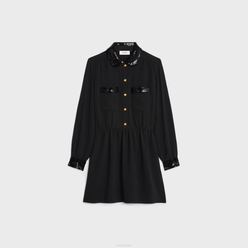 vestir CELINE minivestido workwear de viscosa marta negro mujer NL48652