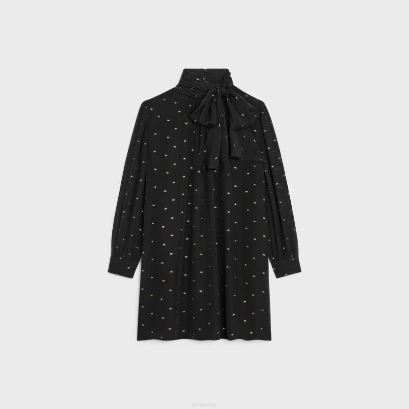 vestir CELINE vestido babydoll de georgette de seda negro/o mujer NL48651