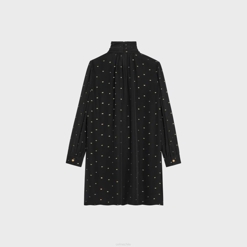 vestir CELINE vestido babydoll de georgette de seda negro/o mujer NL48651