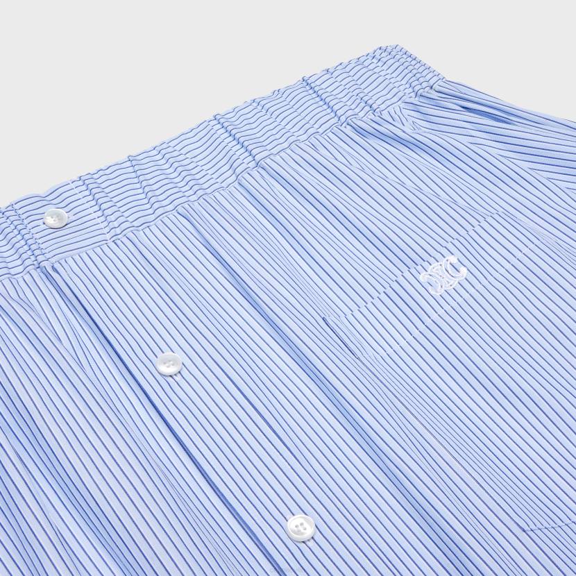 vestir CELINE vestido camisero con hombros descubiertos en algodón a rayas craie/azul mujer NL48799