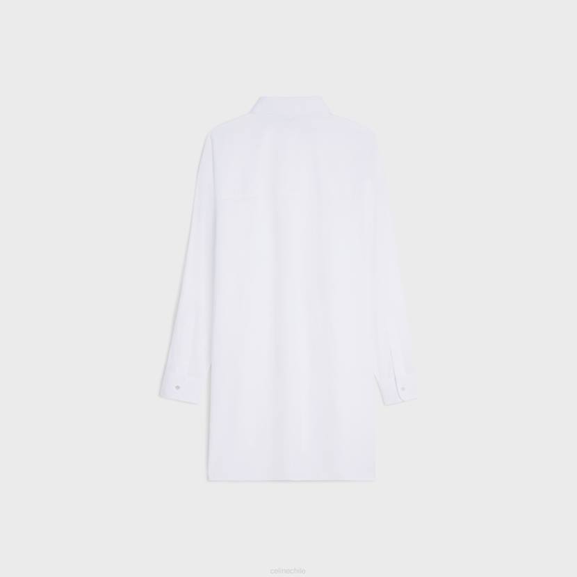 vestir CELINE vestido camisero pintor en batista de algodón blanco mujer NL48798