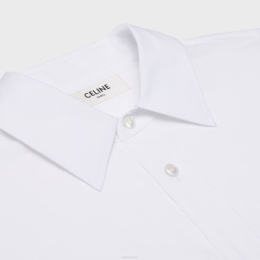 vestir CELINE vestido camisero pintor en batista de algodón blanco mujer NL48798