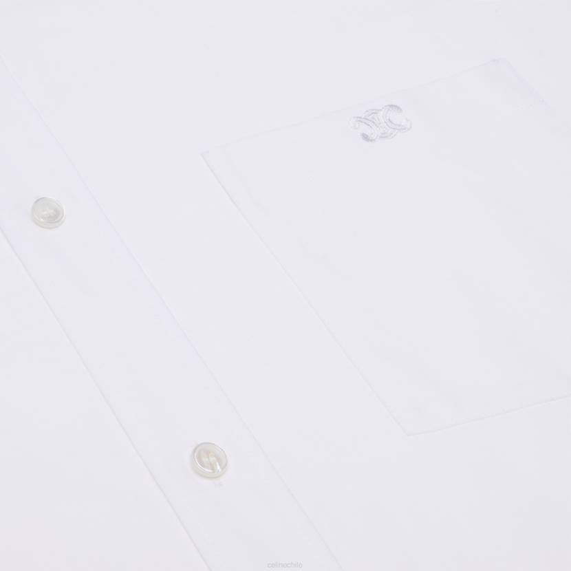 vestir CELINE vestido camisero pintor en batista de algodón blanco mujer NL48798