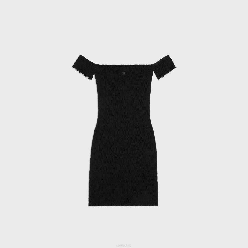 vestir CELINE vestido corto triomphe de seda con vuelo negro mujer NL48657