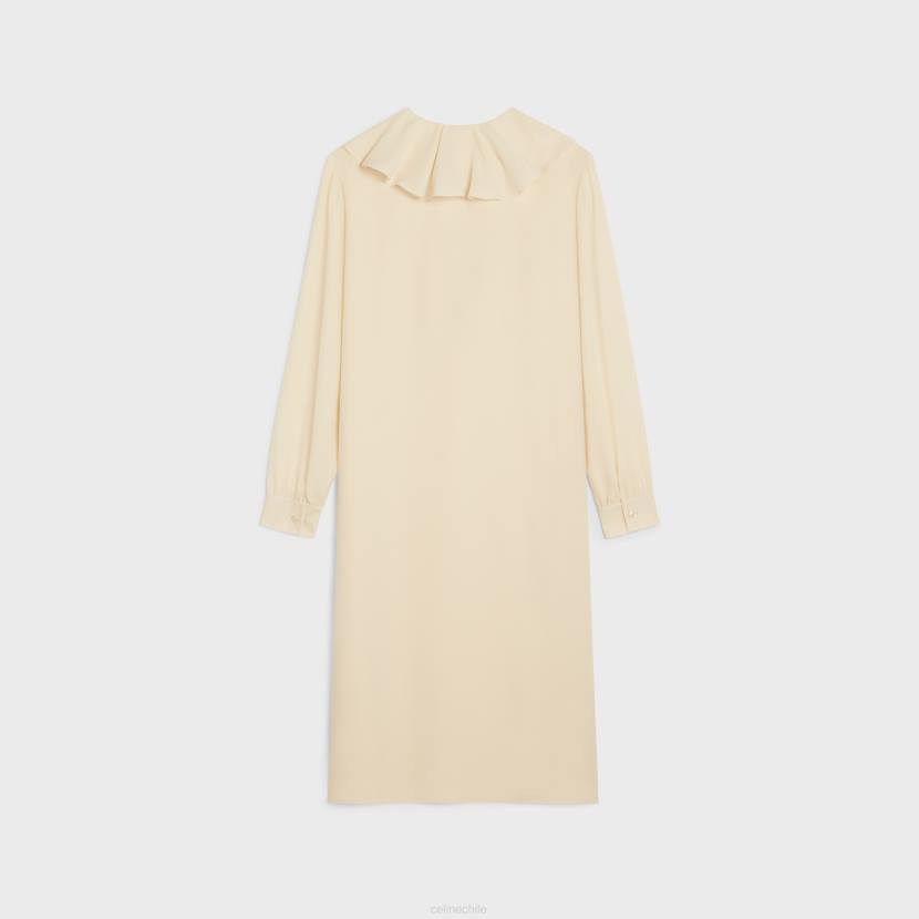 vestir CELINE vestido jabot de marta de seda ligera crema mujer NL48802