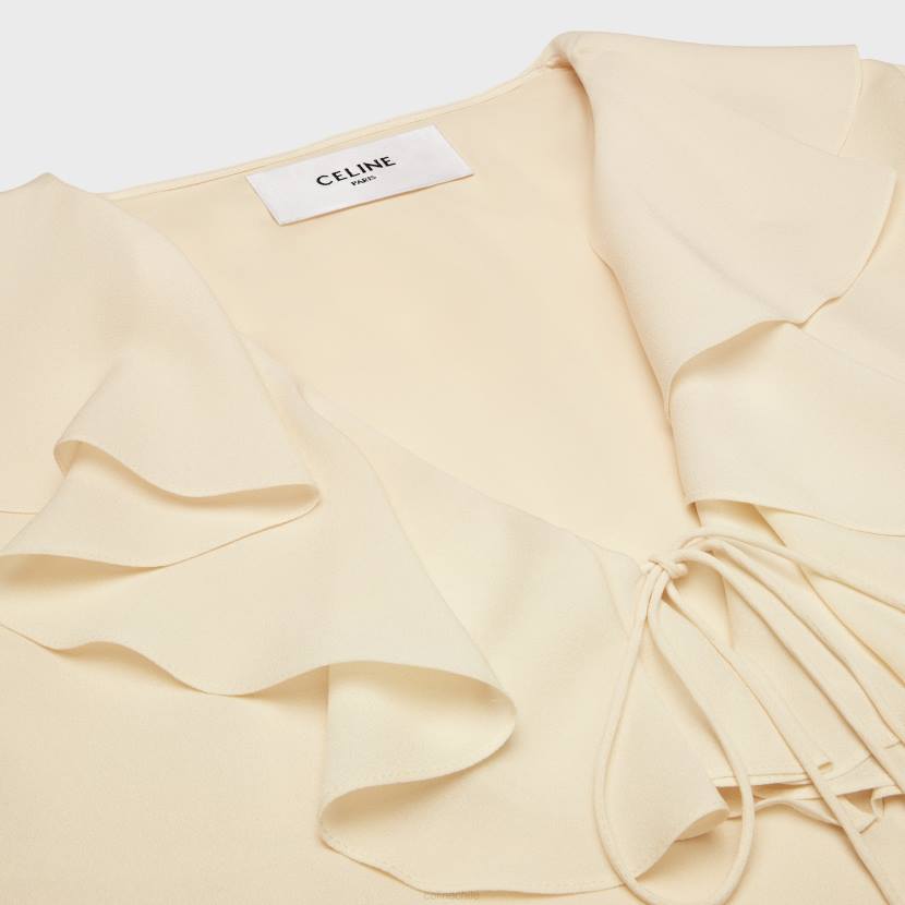 vestir CELINE vestido jabot de marta de seda ligera crema mujer NL48802