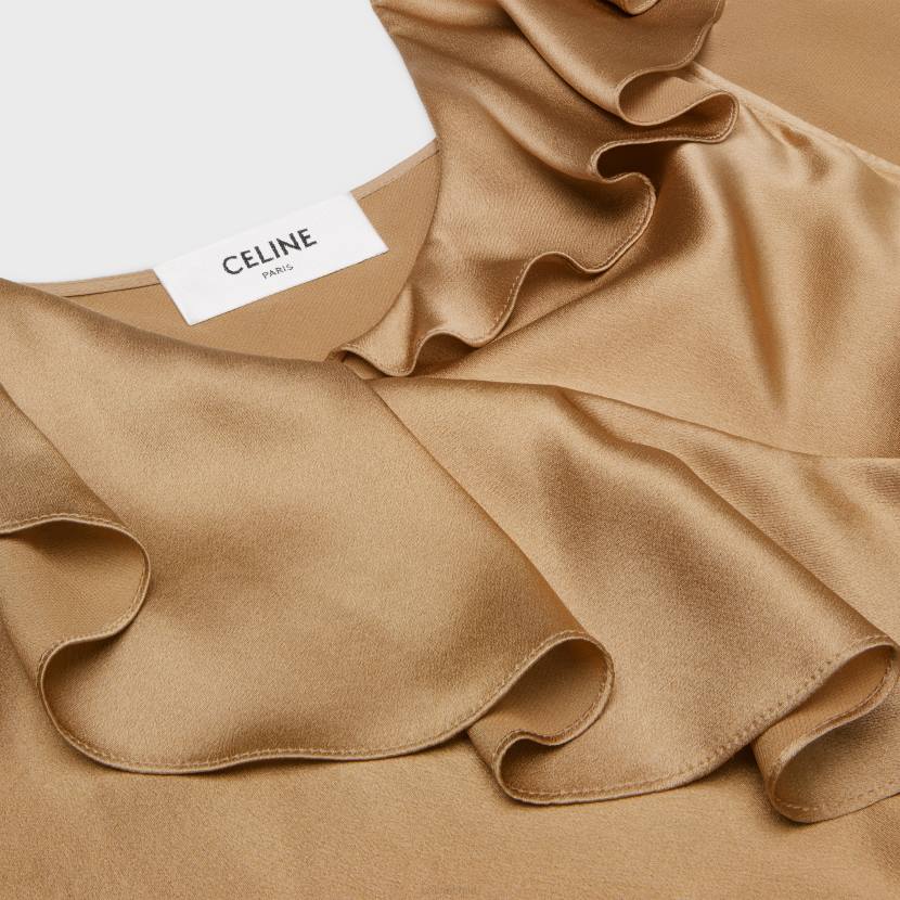 vestir CELINE vestido lencero asimétrico en crepé satinado mordor mujer NL48806