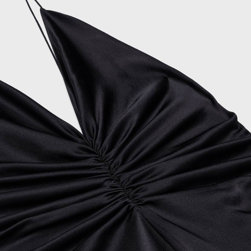 vestir CELINE vestido lencero drapeado en sarga de seda negro mujer NL48803