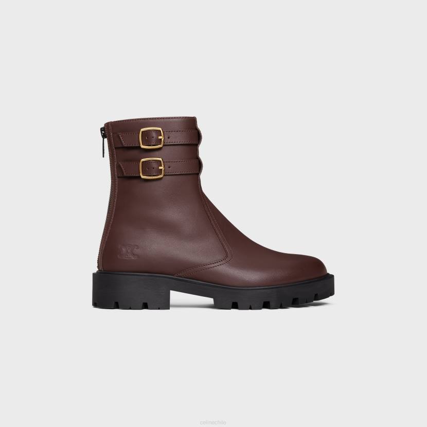 calzado CELINE Bota Margaret de piel de becerro con cremallera y doble hebilla ébano mujer NL48953