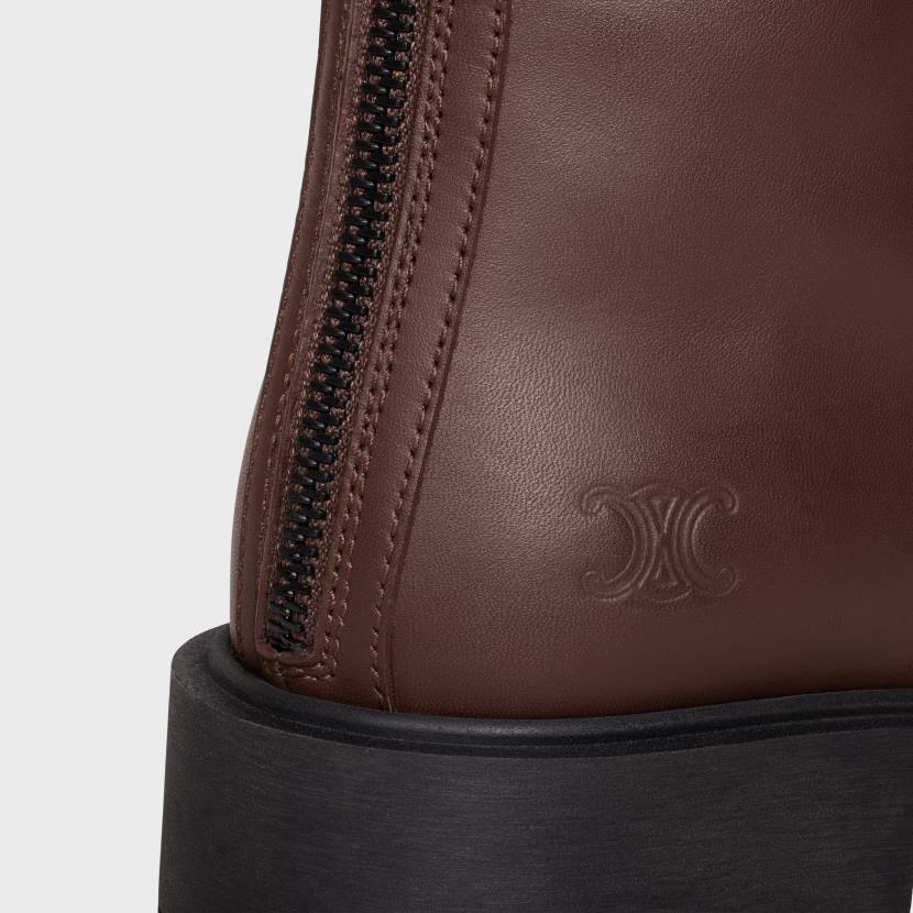 calzado CELINE Bota Margaret de piel de becerro con cremallera y doble hebilla ébano mujer NL48953