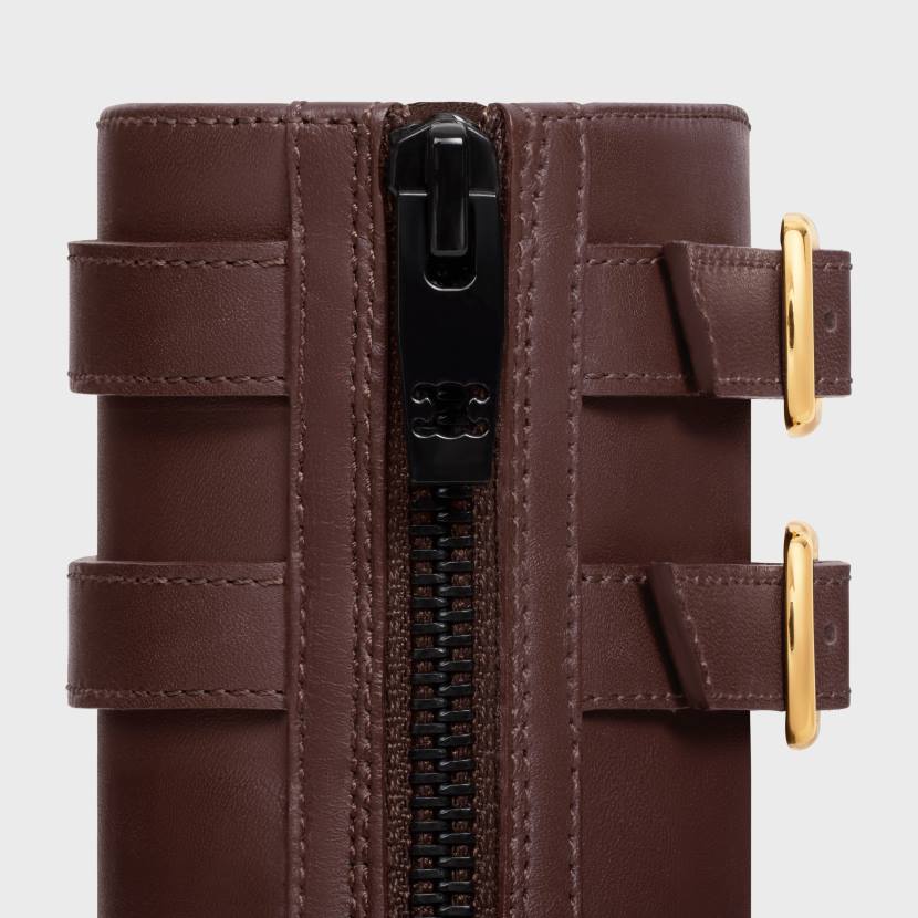 calzado CELINE Bota Margaret de piel de becerro con cremallera y doble hebilla ébano mujer NL48953