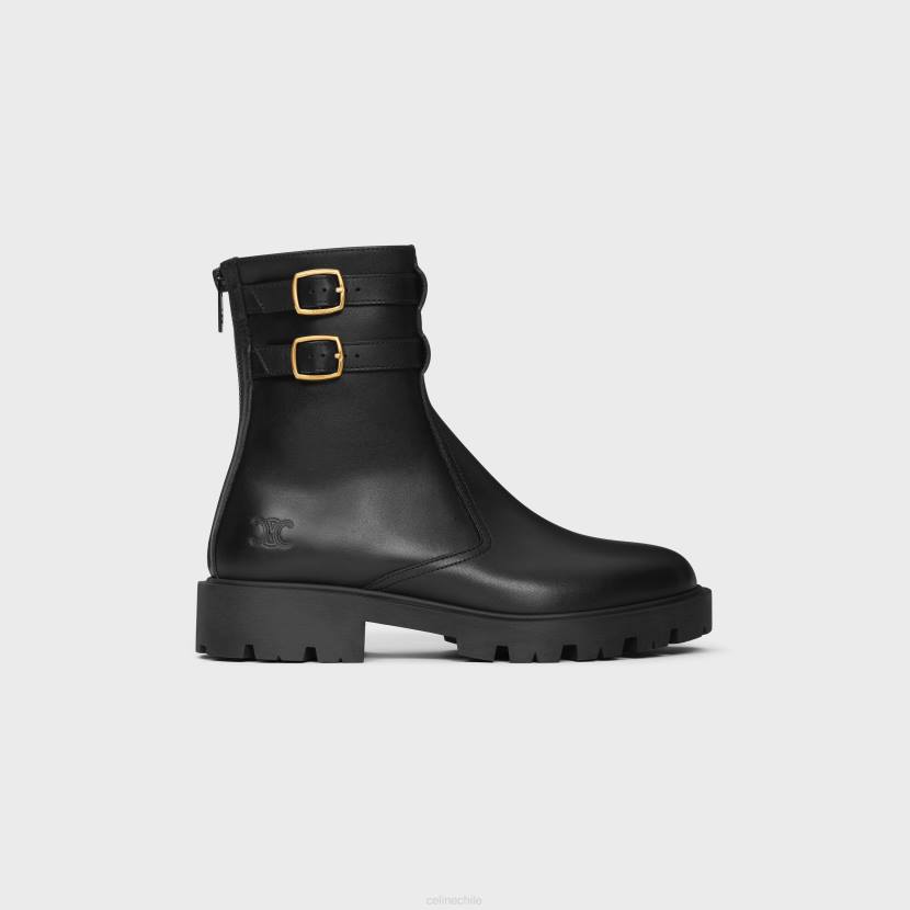 calzado CELINE Bota Margaret de piel de becerro con cremallera y doble hebilla negro mujer NL48952