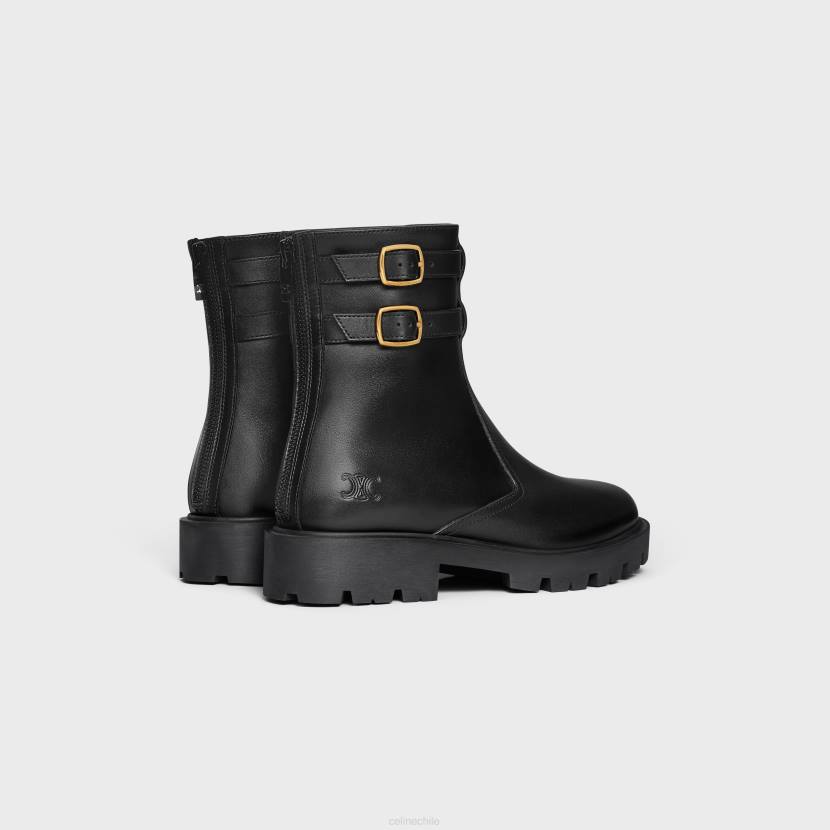 calzado CELINE Bota Margaret de piel de becerro con cremallera y doble hebilla negro mujer NL48952
