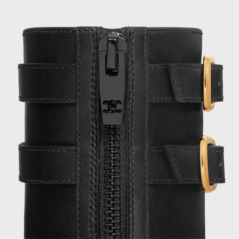 calzado CELINE Bota Margaret de piel de becerro con cremallera y doble hebilla negro mujer NL48952