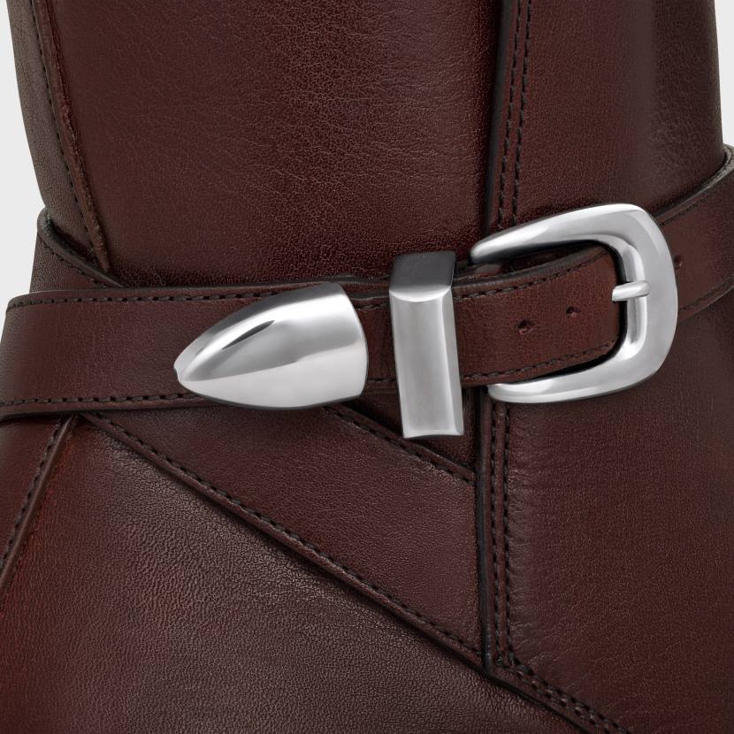 calzado CELINE Bota jodhpur joan de piel de becerro burdeos oscuro mujer NL48961