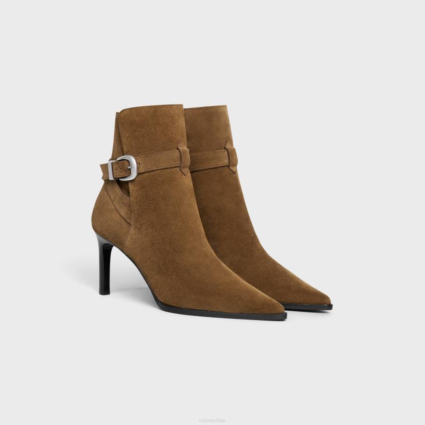 calzado CELINE Bota jodphur verneuil de piel de becerro ante gris pardo mujer NL48960