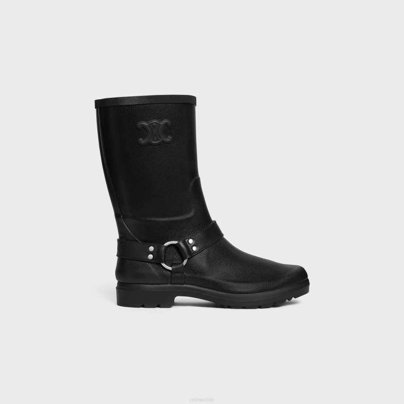 calzado CELINE botas de lluvia media de goma y piel de becerro negro mujer NL48930