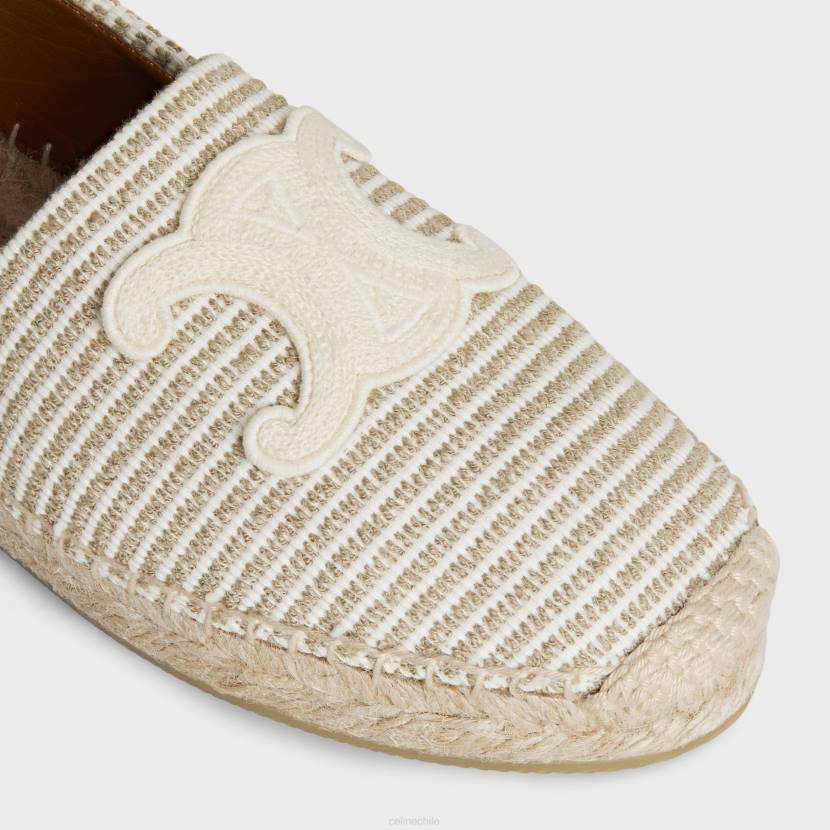 calzado CELINE alpargatas les de lona a rayas y parche bordado beige/crudo mujer NL48974