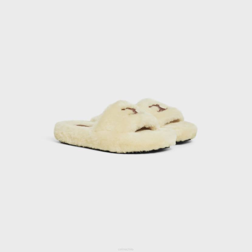 calzado CELINE chanclas de pelo en borrego beige mujer NL48941