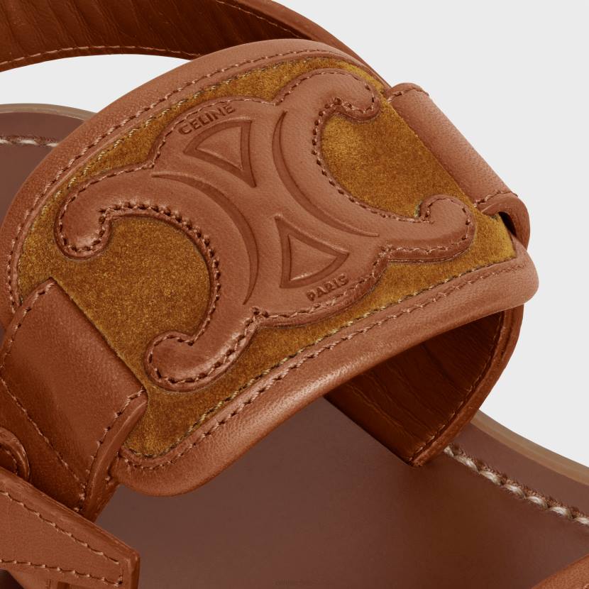 calzado CELINE sandalia clea triomphe de piel de becerro curtido vegetal y piel de becerro ante habana claro/bronceado mujer NL48993