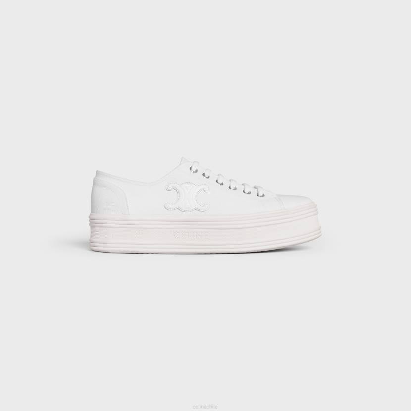 calzado CELINE Zapatilla baja Jane con cordones de lona y piel de becerro Blanco óptico mujer NL48949