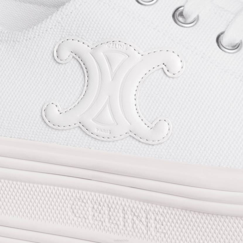 calzado CELINE Zapatilla baja Jane con cordones de lona y piel de becerro Blanco óptico mujer NL48949