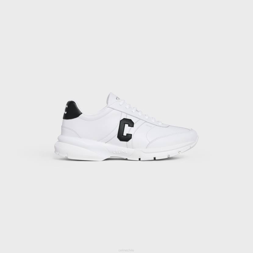 calzado CELINE Zapatilla deportiva baja con cordones runner cr-02 de piel de becerro blanco óptico/negro mujer NL48913