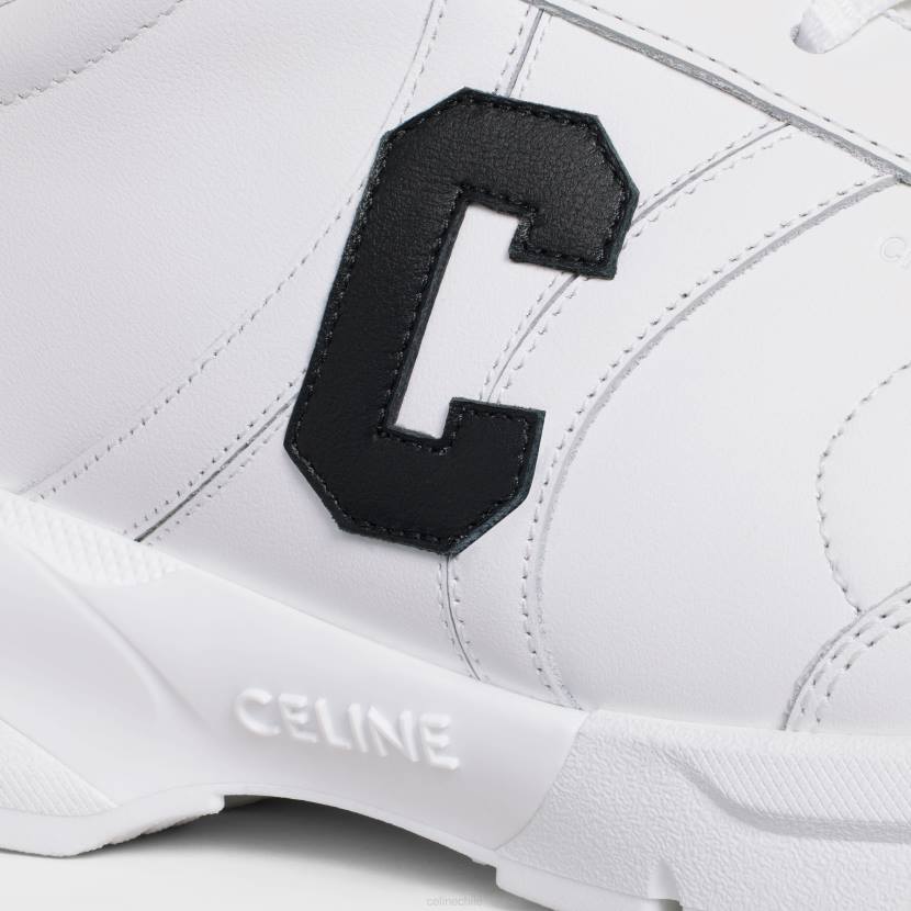 calzado CELINE Zapatilla deportiva baja con cordones runner cr-02 de piel de becerro blanco óptico/negro mujer NL48913
