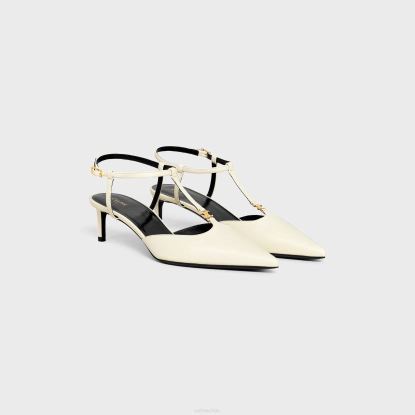calzado CELINE Zapatos de tacón con barra en T Kitty de piel de cordero leche mujer NL48981