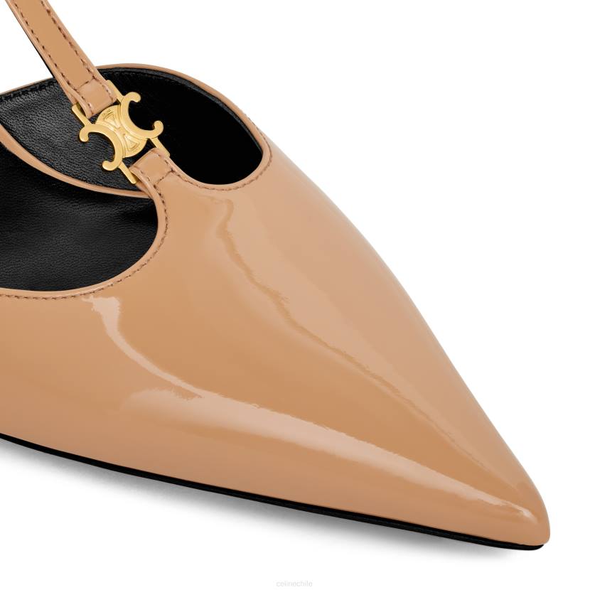 calzado CELINE Zapatos de tacón con barra en T Kitty en piel de becerro charol capuchino mujer NL48980