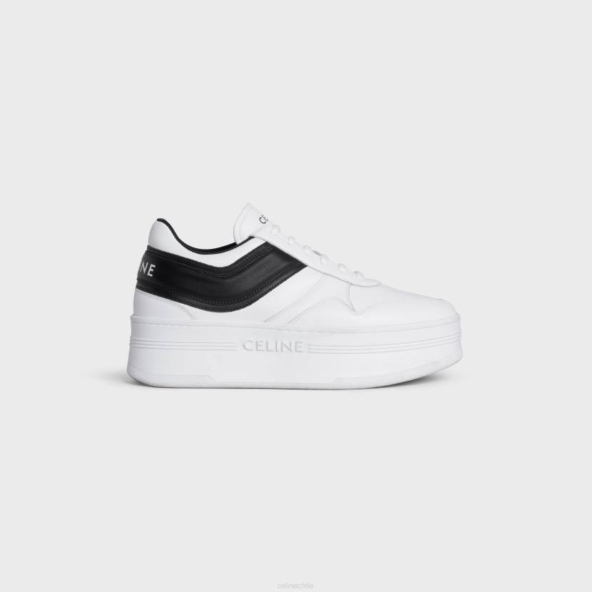 calzado CELINE zapatillas deportivas con suela de cuña en piel de becerro blanco óptico/negro mujer NL48947